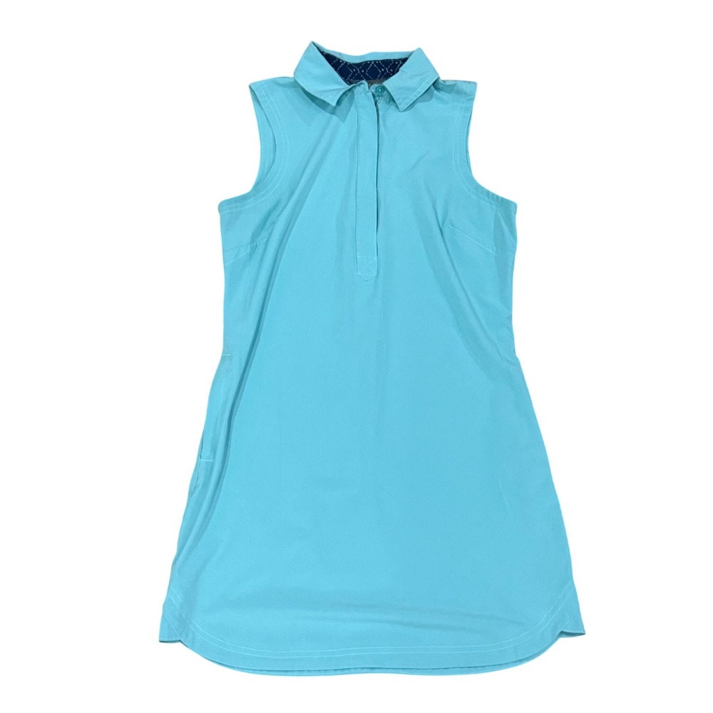 Title Nine Womens XS Sleeveless Golf Dress Turquoise Athletic Polo Mini Dress